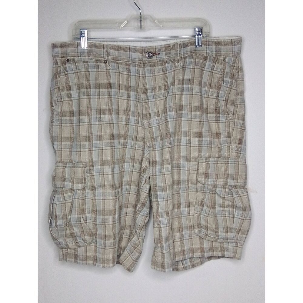 Tommy Bahama 100% Cotton Denim Plaid Cargo Shorts Size 38
